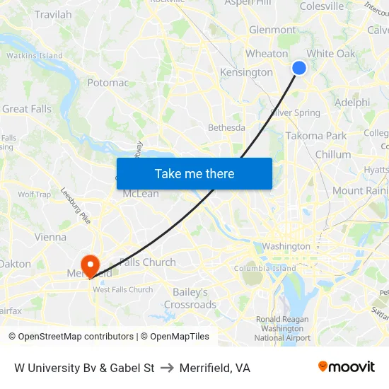 W University Bv & Gabel St to Merrifield, VA map