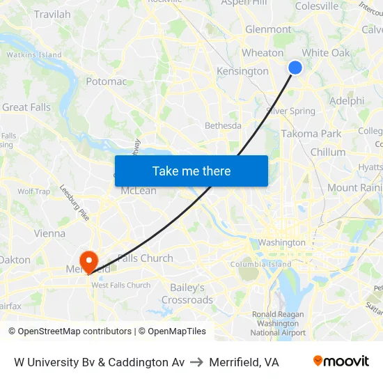 W University Bv & Caddington Av to Merrifield, VA map