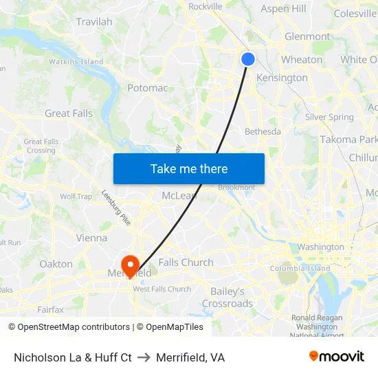 Nicholson La & Huff Ct to Merrifield, VA map