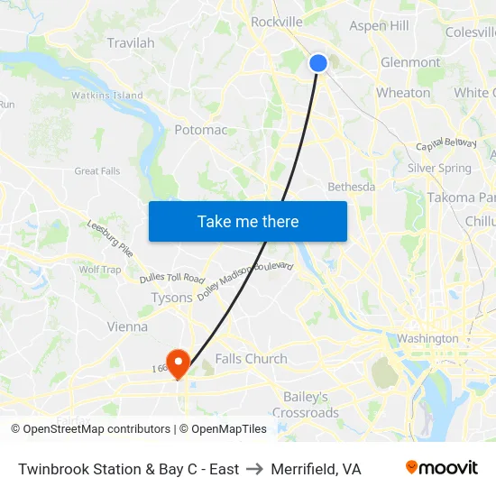 Twinbrook Station & Bay C - East to Merrifield, VA map