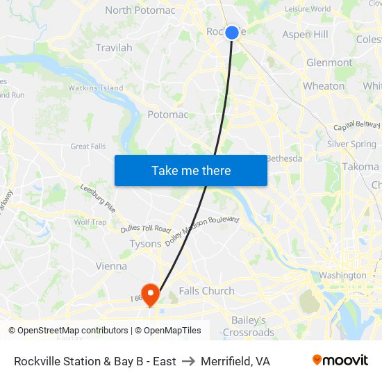 Rockville Station & Bay B - East to Merrifield, VA map