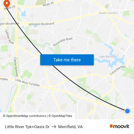 Little River Tpk+Oasis Dr to Merrifield, VA map