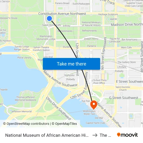 National Museum of African American History and Culture to The Wharf map