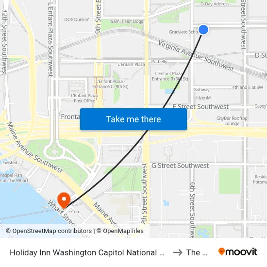 Holiday Inn Washington Capitol National Mall an IHG Hotel to The Wharf map