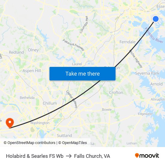 Holabird & Searles FS Wb to Falls Church, VA map