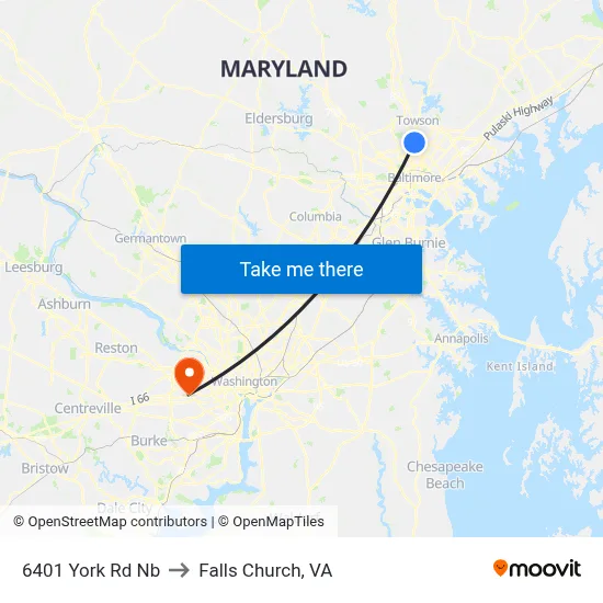 6401 York Rd Nb to Falls Church, VA map