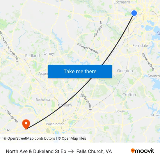 North Ave & Dukeland St Eb to Falls Church, VA map