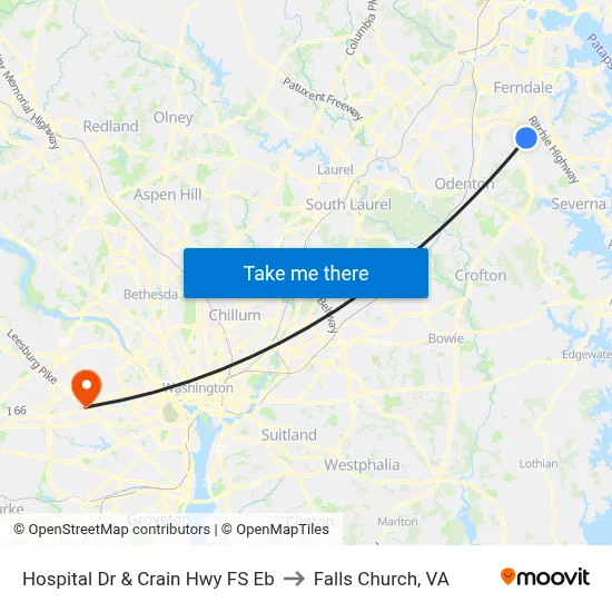Hospital Dr & Crain Hwy FS Eb to Falls Church, VA map