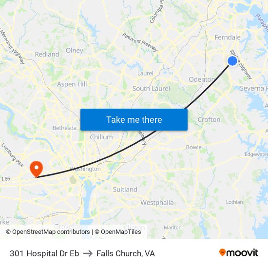 301 Hospital Dr Eb to Falls Church, VA map