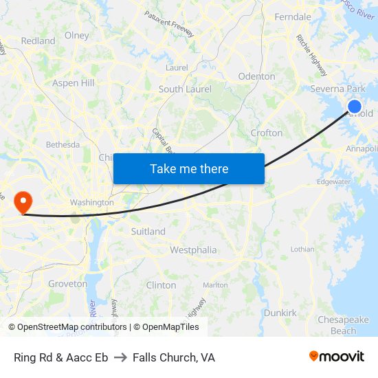 Ring Rd & Aacc Eb to Falls Church, VA map