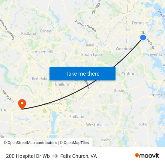 200 Hospital Dr Wb to Falls Church, VA map