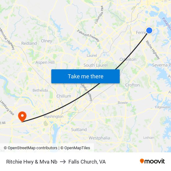 Ritchie Hwy & Mva Nb to Falls Church, VA map