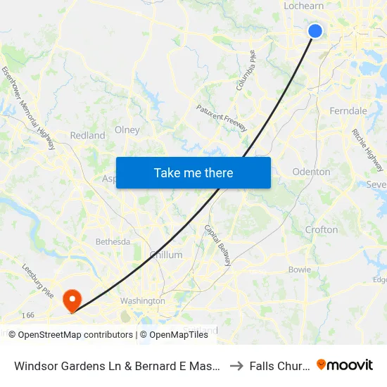 Windsor Gardens Ln & Bernard E Mason Apartments Eb to Falls Church, VA map