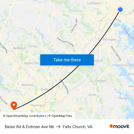 Belair Rd & Erdman Ave Nb to Falls Church, VA map