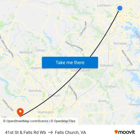 41st St & Falls Rd Wb to Falls Church, VA map