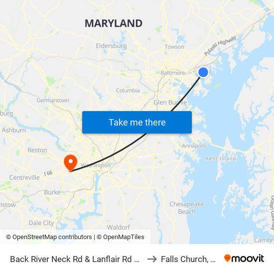 Back River Neck Rd & Lanflair Rd Sb to Falls Church, VA map