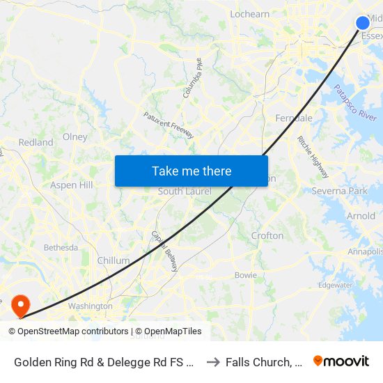 Golden Ring Rd & Delegge Rd FS Wb to Falls Church, VA map