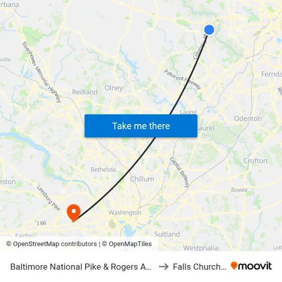 Baltimore National Pike & Rogers Ave FS Eb to Falls Church, VA map