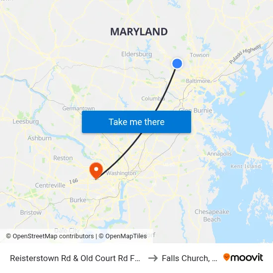 Reisterstown Rd & Old Court Rd FS Sb to Falls Church, VA map