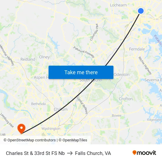 Charles St & 33rd St FS Nb to Falls Church, VA map