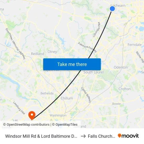 Windsor Mill Rd & Lord Baltimore Dr FS Wb to Falls Church, VA map
