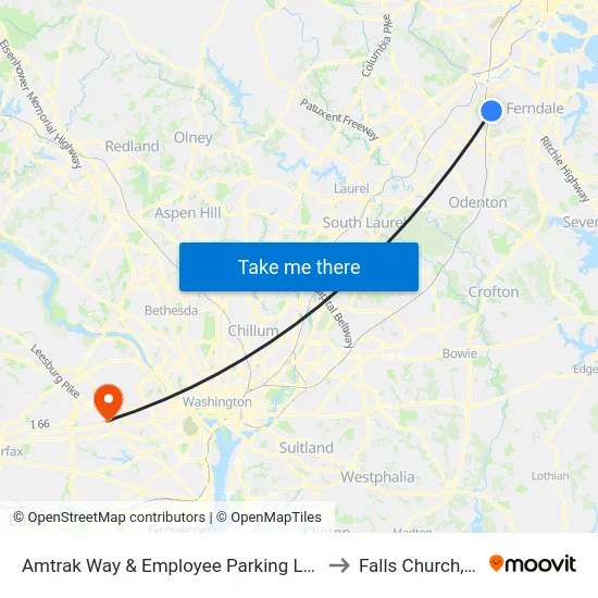 Amtrak Way & Employee Parking Lot Nb to Falls Church, VA map