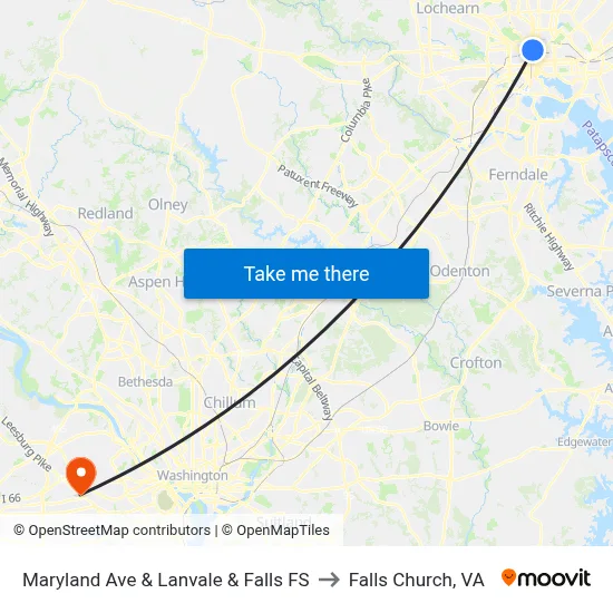 Maryland Ave & Lanvale & Falls FS to Falls Church, VA map