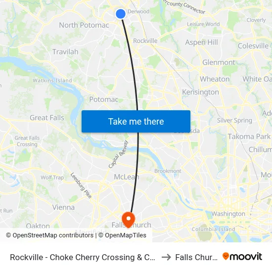 Rockville - Choke Cherry Crossing & Choke Cherry Road to Falls Church, VA map