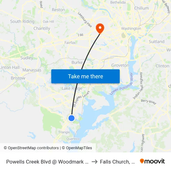 Powells Creek Blvd @ Woodmark Dr to Falls Church, VA map