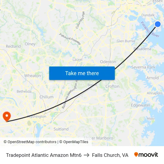 Tradepoint Atlantic Amazon Mtn6 to Falls Church, VA map