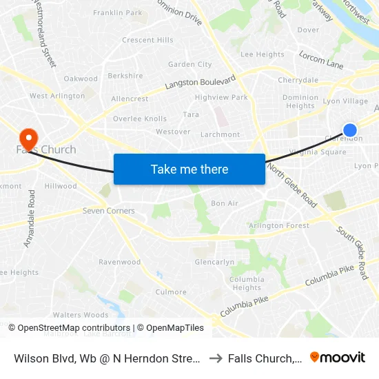 Wilson Blvd, Wb @ N Herndon Street, Ns to Falls Church, VA map