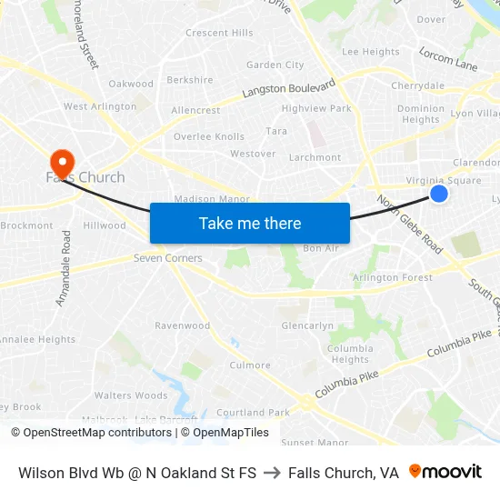 Wilson Blvd Wb @ N Oakland St FS to Falls Church, VA map