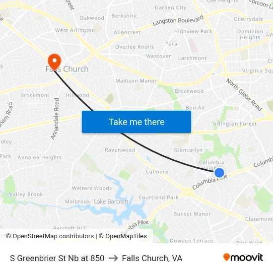 S Greenbrier St Nb at 850 to Falls Church, VA map