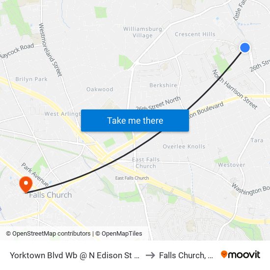 Yorktown Blvd Wb @ N Edison St Ns to Falls Church, VA map