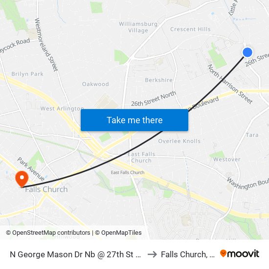 N George Mason Dr Nb @ 27th St N FS to Falls Church, VA map