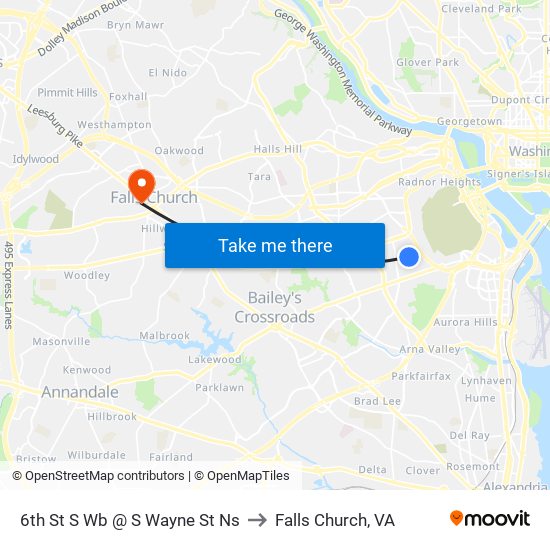6th St S Wb @ S Wayne St Ns to Falls Church, VA map