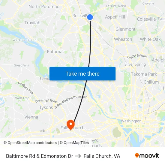 Baltimore Rd & Edmonston Dr to Falls Church, VA map