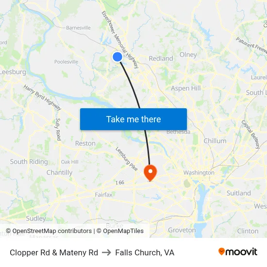 Clopper Rd & Mateny Rd to Falls Church, VA map