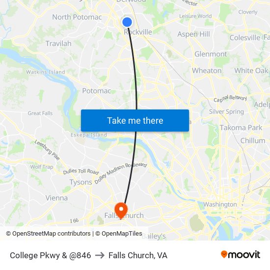 College Pkwy & @846 to Falls Church, VA map