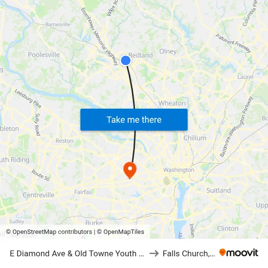 E Diamond Ave & Old Towne Youth Center to Falls Church, VA map
