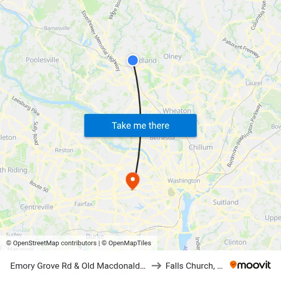 Emory Grove Rd & Old Macdonald Rd to Falls Church, VA map