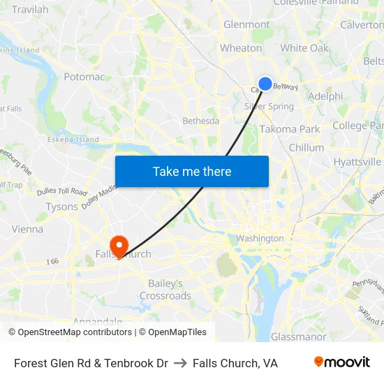 Forest Glen Rd & Tenbrook Dr to Falls Church, VA map