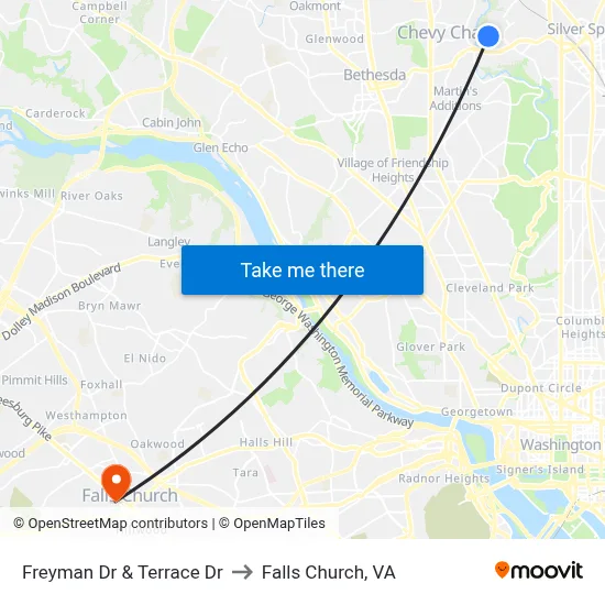 Freyman Dr & Terrace Dr to Falls Church, VA map