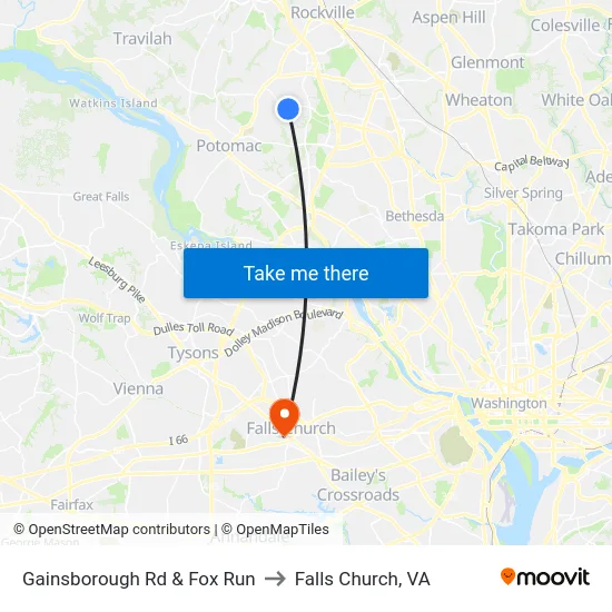 Gainsborough Rd & Fox Run to Falls Church, VA map