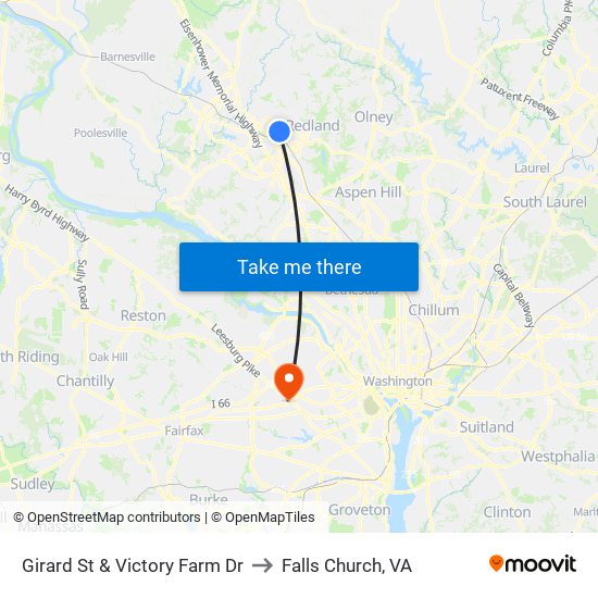 Girard St & Victory Farm Dr to Falls Church, VA map