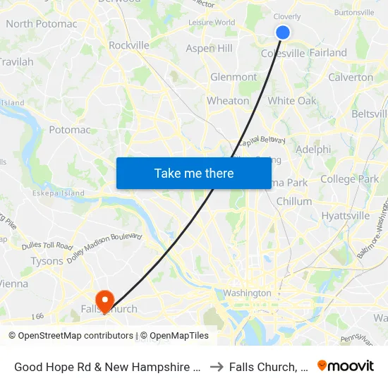 Good Hope Rd & New Hampshire Ave to Falls Church, VA map