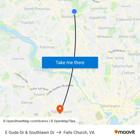 E Gude Dr & Southlawn Dr to Falls Church, VA map