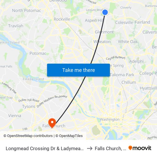 Longmead Crossing Dr & Ladymeade Dr to Falls Church, VA map