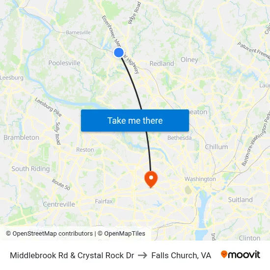 Middlebrook Rd & Crystal Rock Dr to Falls Church, VA map