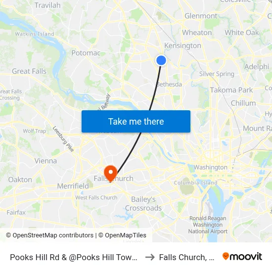 Pooks Hill Rd & @Pooks Hill Towers to Falls Church, VA map